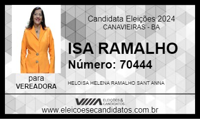 Candidato ISA RAMALHO 2024 - CANAVIEIRAS - Eleições