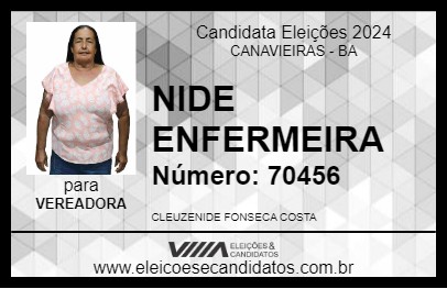 Candidato NIDE ENFERMEIRA 2024 - CANAVIEIRAS - Eleições