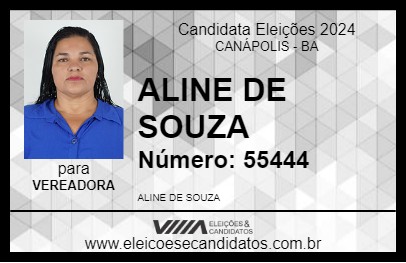 Candidato ALINE DE SOUZA 2024 - CANÁPOLIS - Eleições