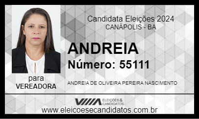 Candidato ANDREIA 2024 - CANÁPOLIS - Eleições