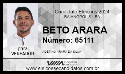 Candidato BETO ARARA 2024 - BAIANÓPOLIS - Eleições