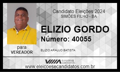 Candidato ELIZIO GORDO 2024 - SIMÕES FILHO - Eleições