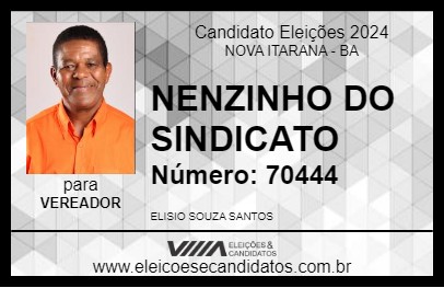 Candidato NENZINHO DO SINDICATO 2024 - NOVA ITARANA - Eleições