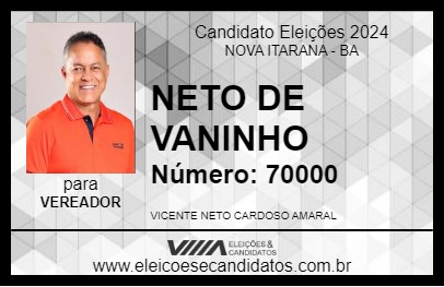 Candidato NETO DE VANINHO 2024 - NOVA ITARANA - Eleições