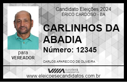 Candidato CARLINHOS DA ABADIA 2024 - ÉRICO CARDOSO - Eleições