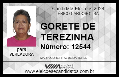 Candidato GORETE DE TEREZINHA 2024 - ÉRICO CARDOSO - Eleições