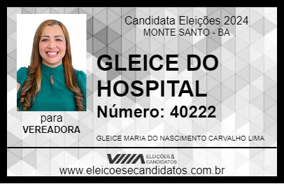 Candidato GLEICE CARVALHO 2024 - MONTE SANTO - Eleições