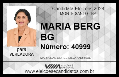 Candidato MARIA BERG BG 2024 - MONTE SANTO - Eleições