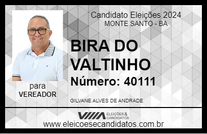 Candidato BIRA DO VALTINHO 2024 - MONTE SANTO - Eleições