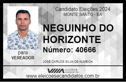 Candidato NEGUINHO DO HORIZONTE 2024 - MONTE SANTO - Eleições