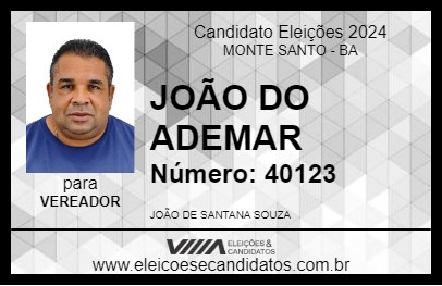 Candidato JOÃO DO ADEMAR 2024 - MONTE SANTO - Eleições