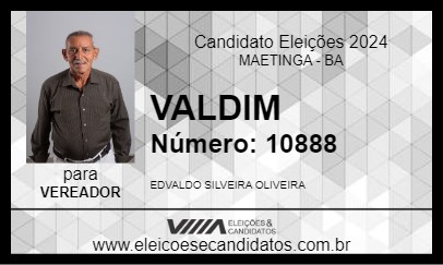 Candidato VALDIM 2024 - MAETINGA - Eleições