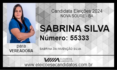 Candidato SABRINA SILVA 2024 - NOVA SOURE - Eleições