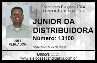 Candidato JUNIOR DA DISTRIBUIDORA 2024 - CONCEIÇÃO DO COITÉ - Eleições