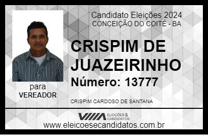 Candidato CRISPIM DE JUAZEIRINHO 2024 - CONCEIÇÃO DO COITÉ - Eleições