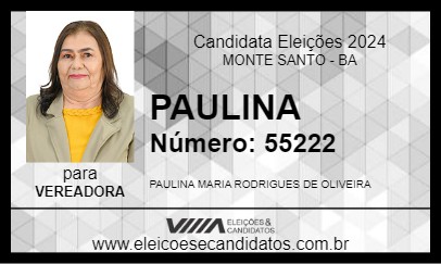 Candidato PAULINA 2024 - MONTE SANTO - Eleições