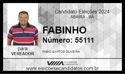 Candidato FABINHO 2024 - ABAÍRA - Eleições