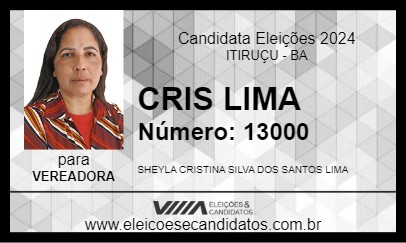 Candidato CRIS LIMA 2024 - ITIRUÇU - Eleições