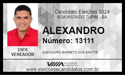 Candidato ALEXANDRO 2024 - BOA VISTA DO TUPIM - Eleições