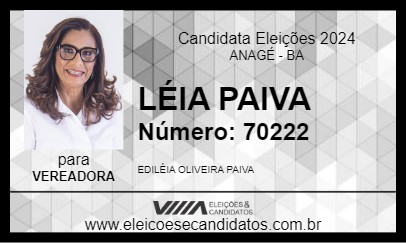 Candidato LÉIA PAIVA 2024 - ANAGÉ - Eleições