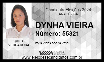 Candidato DYNHA VIEIRA 2024 - ANAGÉ - Eleições