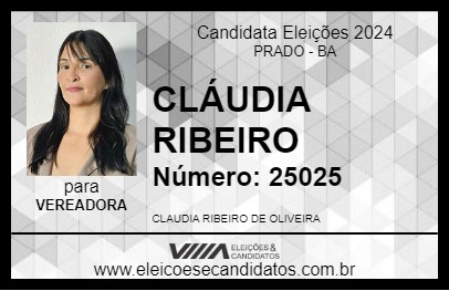 Candidato CLÁUDIA RIBEIRO 2024 - PRADO - Eleições