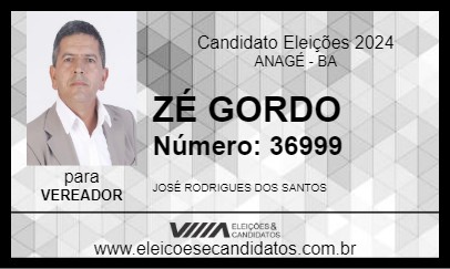 Candidato ZÉ GORDO 2024 - ANAGÉ - Eleições