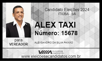 Candidato ALEX TAXI 2024 - ITIÚBA - Eleições