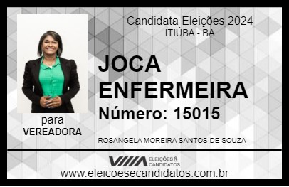 Candidato JOCA ENFERMEIRA 2024 - ITIÚBA - Eleições