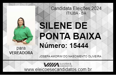 Candidato SILENE DE PONTA BAIXA 2024 - ITIÚBA - Eleições