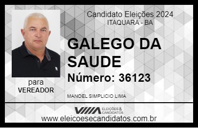 Candidato GALEGO DA SAUDE 2024 - ITAQUARA - Eleições