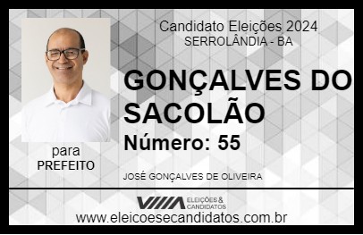 Candidato GONÇALVES DO SACOLÃO 2024 - SERROLÂNDIA - Eleições