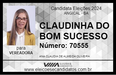 Candidato CLAUDINHA DO BOM SUCESSO 2024 - ANGICAL - Eleições