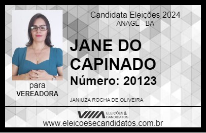 Candidato JANE DO CAPINADO 2024 - ANAGÉ - Eleições