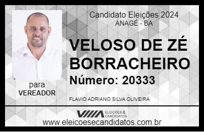 Candidato VELOSO DE ZÉ BORRACHEIRO 2024 - ANAGÉ - Eleições