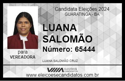 Candidato LUANA SALOMÃO 2024 - GUARATINGA - Eleições