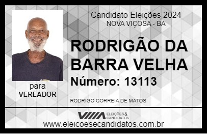 Candidato RODRIGÃO DA BARRA VELHA 2024 - NOVA VIÇOSA - Eleições