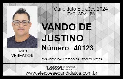 Candidato VANDO DE JUSTINO 2024 - ITAQUARA - Eleições