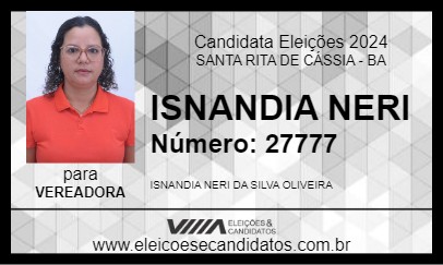 Candidato ISNANDIA NERI 2024 - SANTA RITA DE CÁSSIA - Eleições