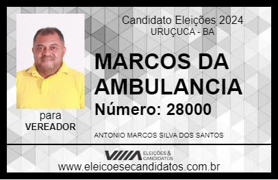 Candidato MARCOS DA AMBULANCIA 2024 - URUÇUCA - Eleições