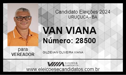 Candidato VAN VIANA 2024 - URUÇUCA - Eleições