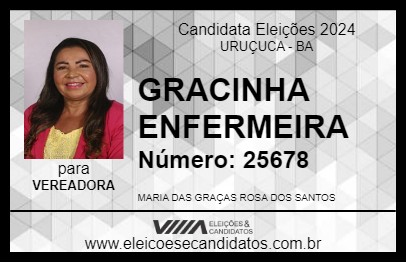 Candidato GRACINHA ENFERMEIRA 2024 - URUÇUCA - Eleições