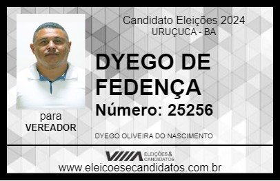 Candidato DYEGO DE FEDENÇA 2024 - URUÇUCA - Eleições