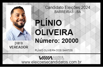 Candidato PLÍNIO OLIVEIRA 2024 - BARREIRAS - Eleições