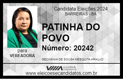 Candidato PATINHA DO POVO 2024 - BARREIRAS - Eleições