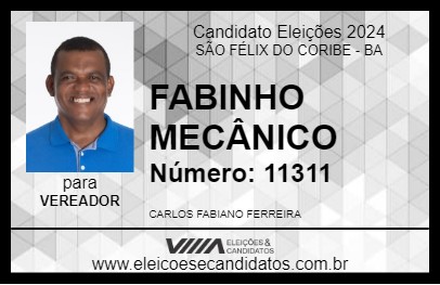 Candidato FABINHO MECÂNICO 2024 - SÃO FÉLIX DO CORIBE - Eleições