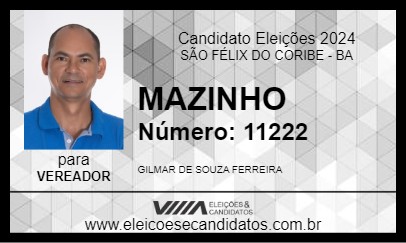 Candidato MAZINHO 2024 - SÃO FÉLIX DO CORIBE - Eleições