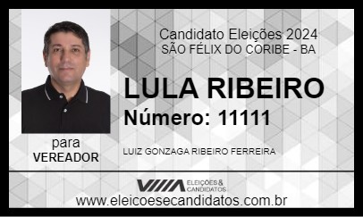 Candidato LULA RIBEIRO 2024 - SÃO FÉLIX DO CORIBE - Eleições