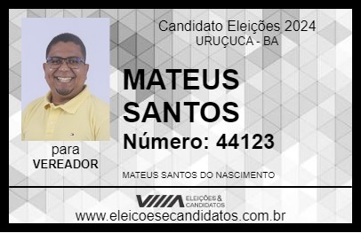 Candidato MATEUS SANTOS 2024 - URUÇUCA - Eleições