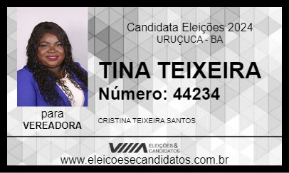 Candidato TINA TEIXEIRA 2024 - URUÇUCA - Eleições